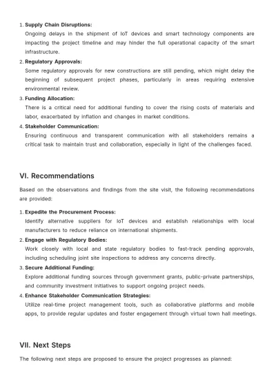 Free Project Outline Visit Report Template to Edit Online