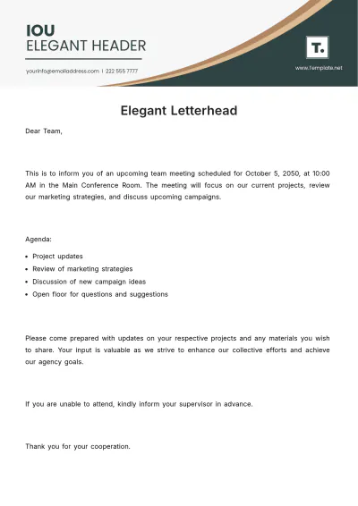 Free Elegant Letterhead Template to Edit Online