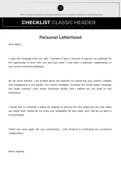 Free Personal Letterhead Template to Edit Online