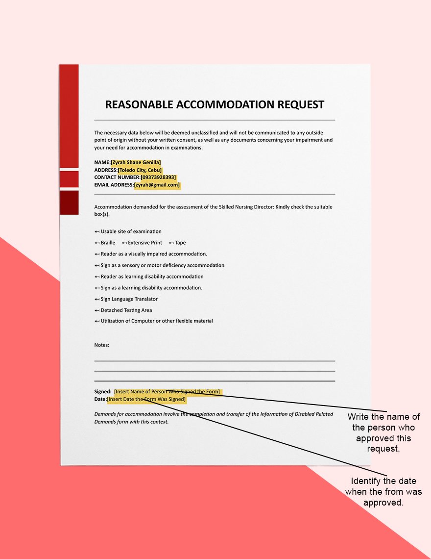 Reasonable Accommodation Request Template