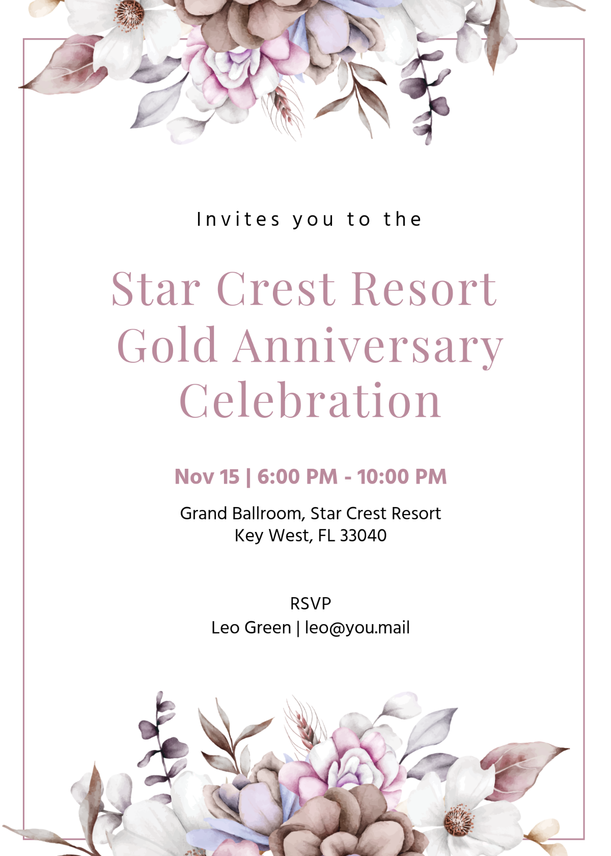 Free Rose Gold Invitation Background Template