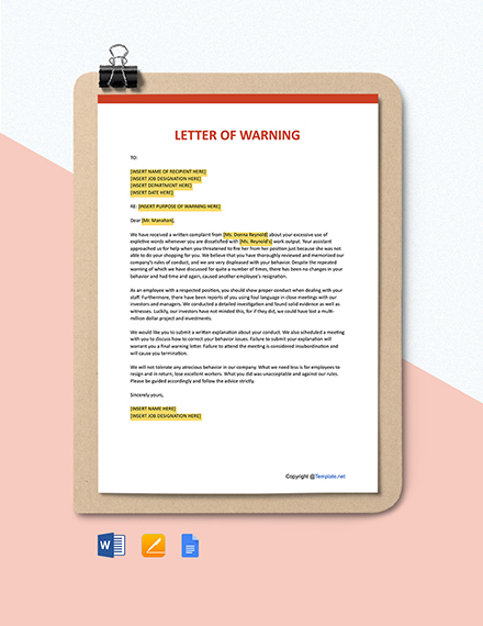 FREE Warning Letter For Safety Violation Template - Word | Google Docs ...