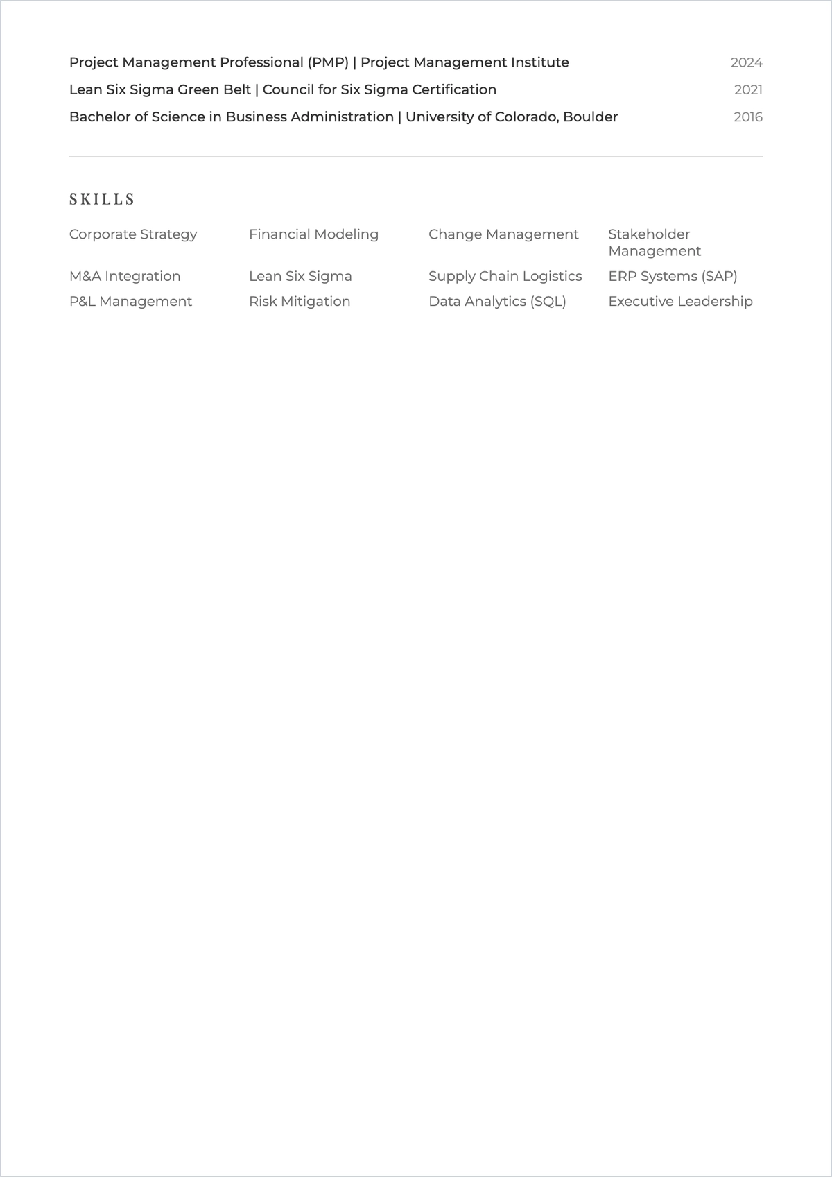 Free MBA ATS Resume Template, AI Resume Builder