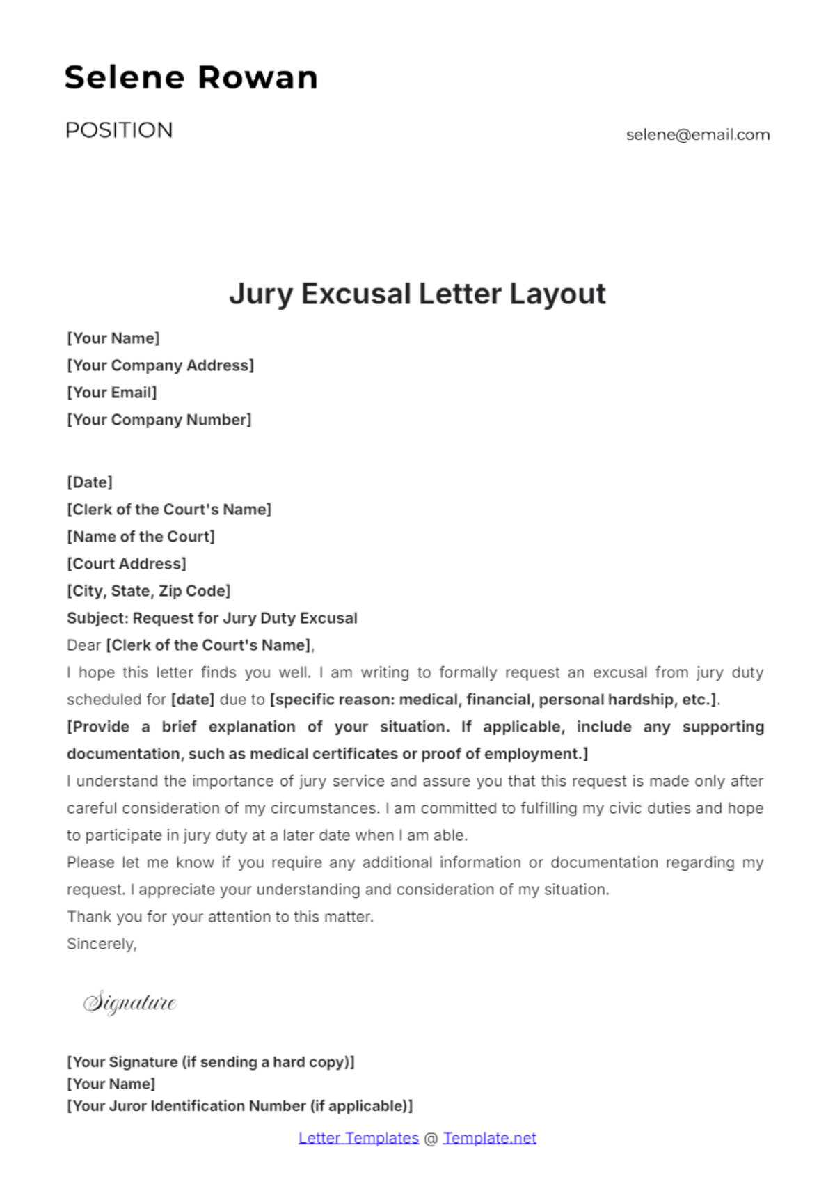 Jury Excusal Letter Layout Template - Edit Online & Download