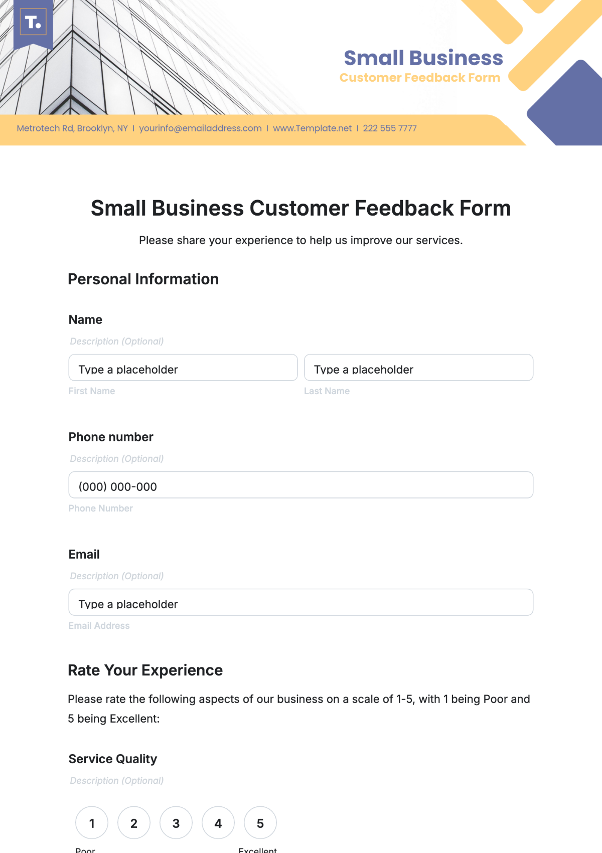 Small Business Customer Feedback Form Template - Edit Online & Download