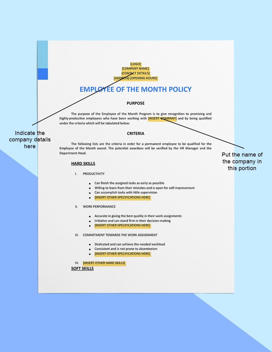 Employee of the Month Policy Template