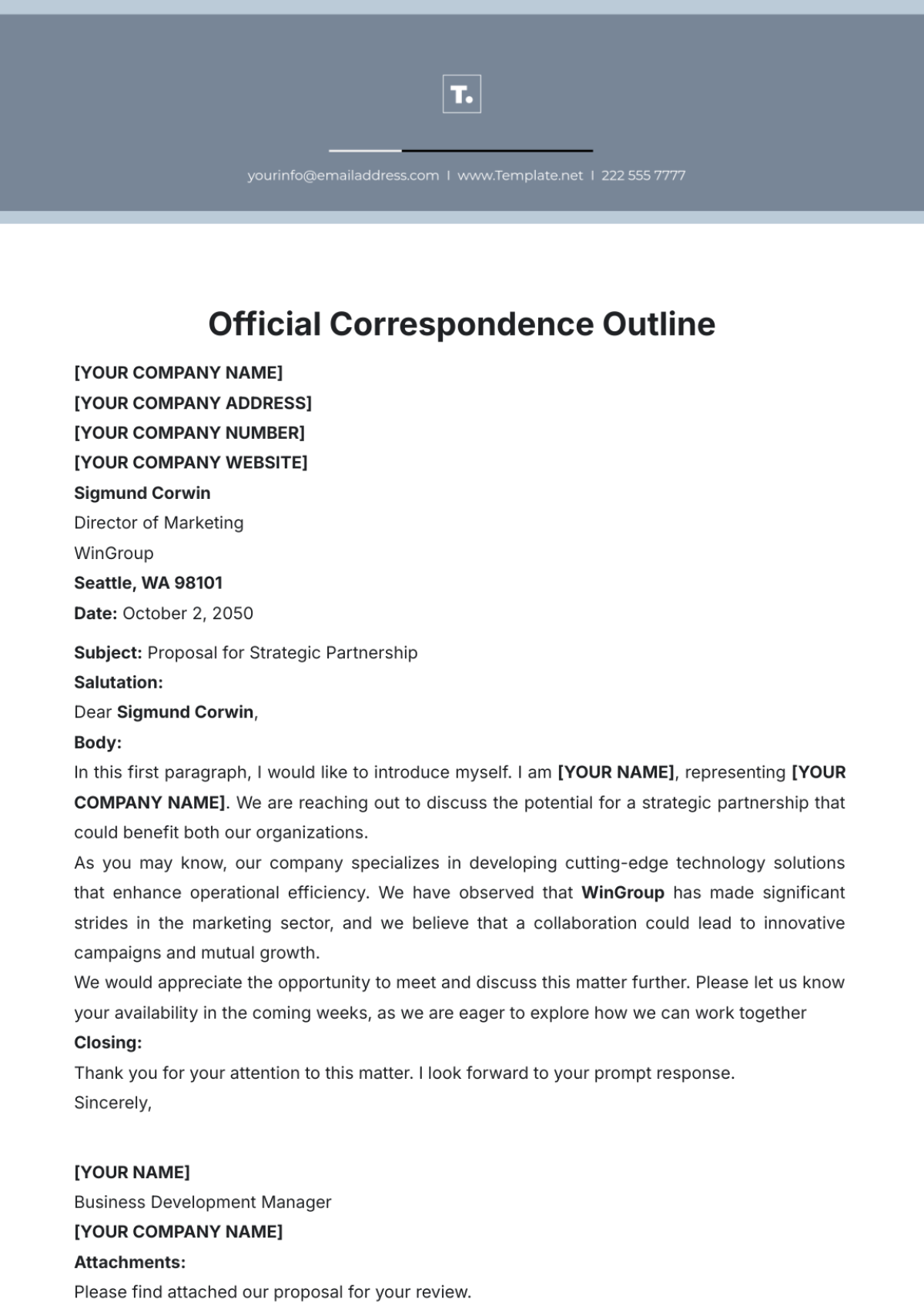 Official Correspondence Outline Template - Edit Online & Download