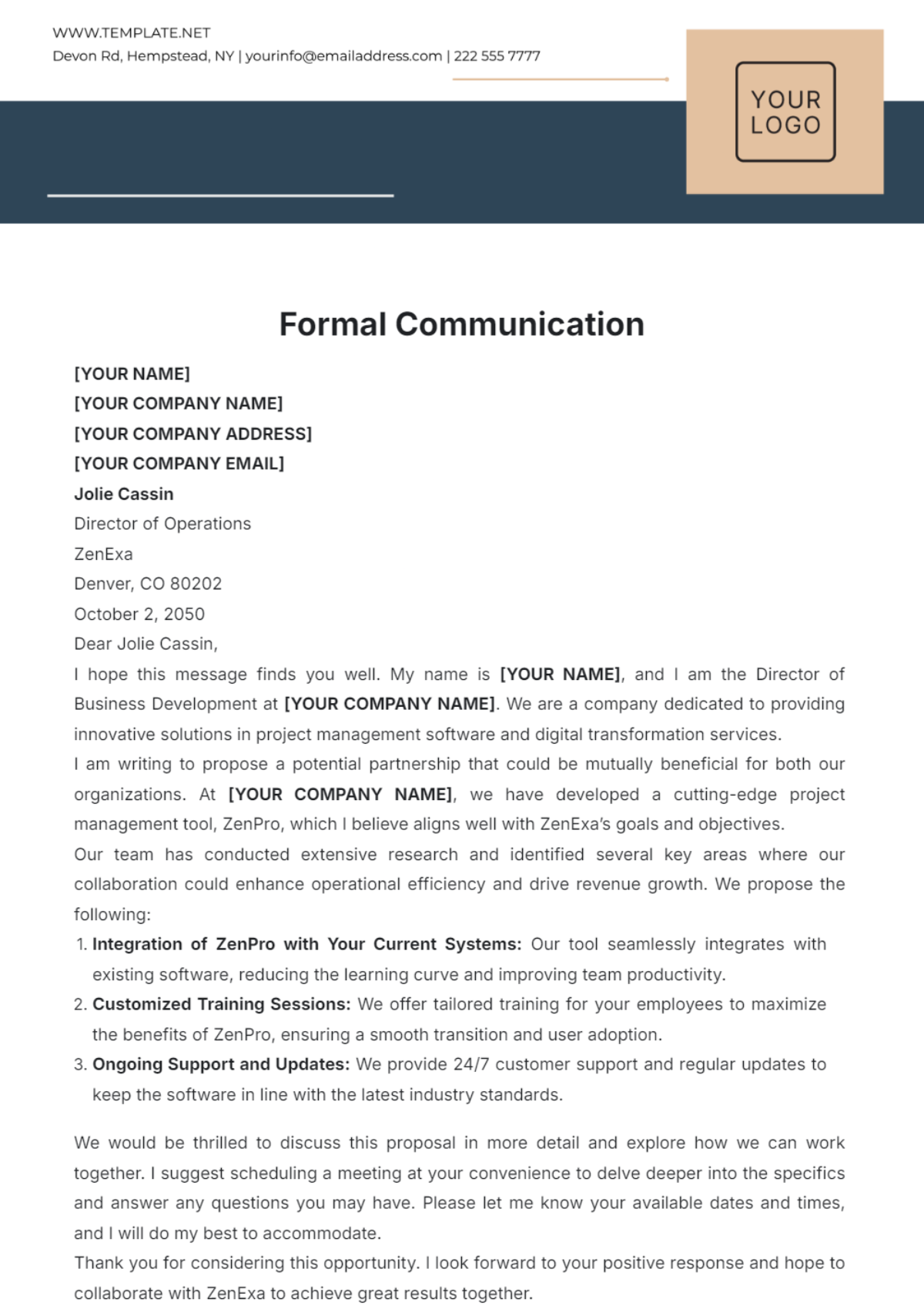 Formal Communication Template