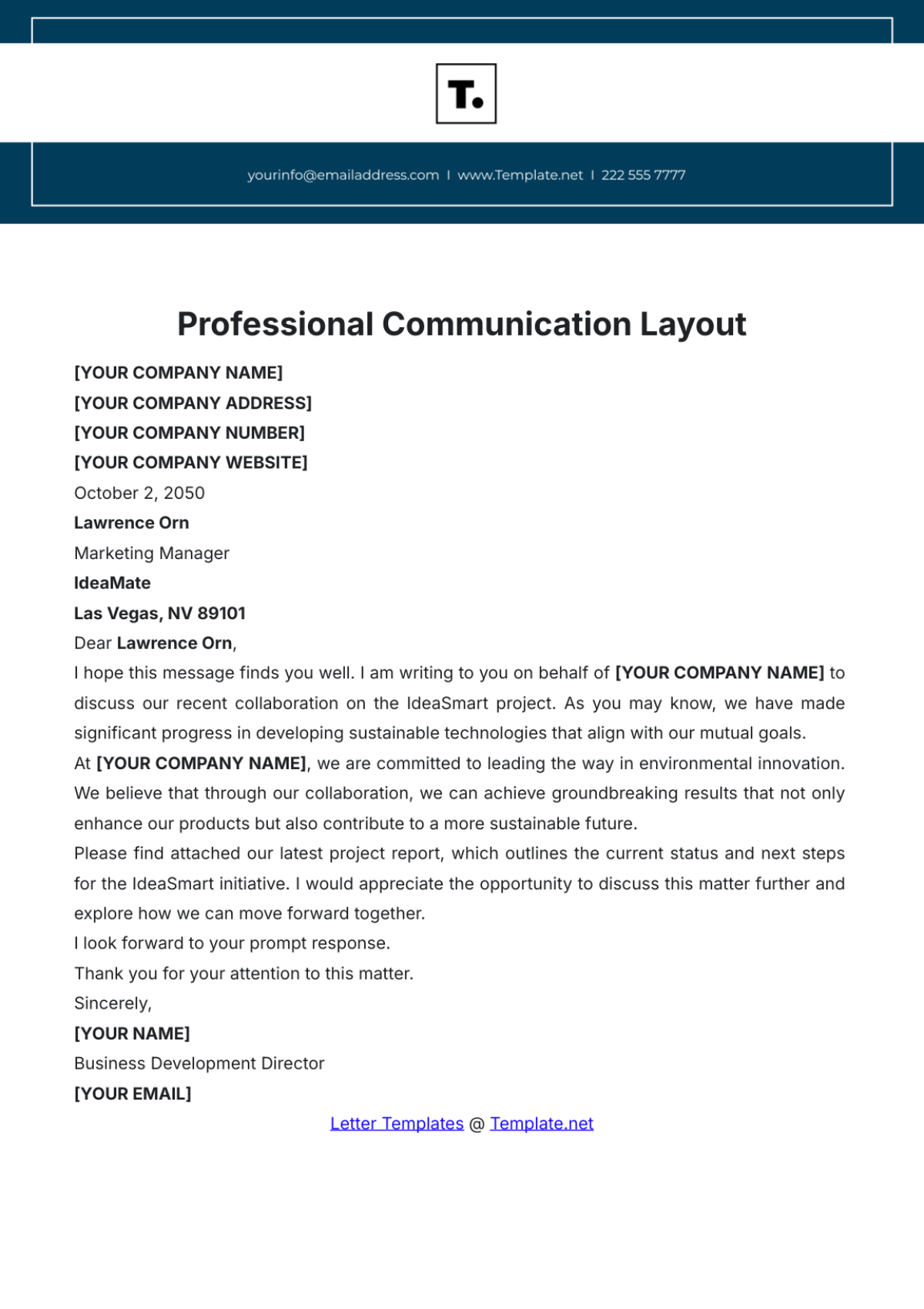 Professional Communication Layout Template - Edit Online & Download