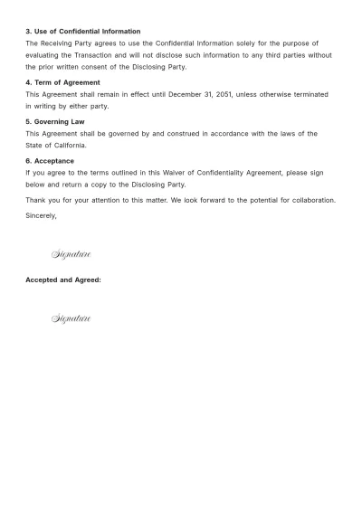 Free Waiver of Confidentiality Letter Template to Edit Online