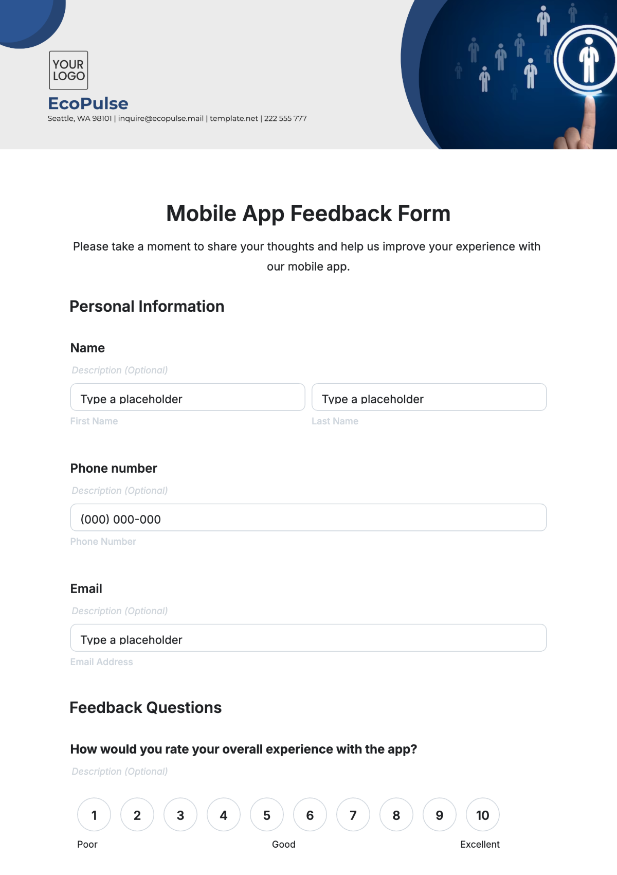 Mobile App Feedback Form Template - Edit Online & Download