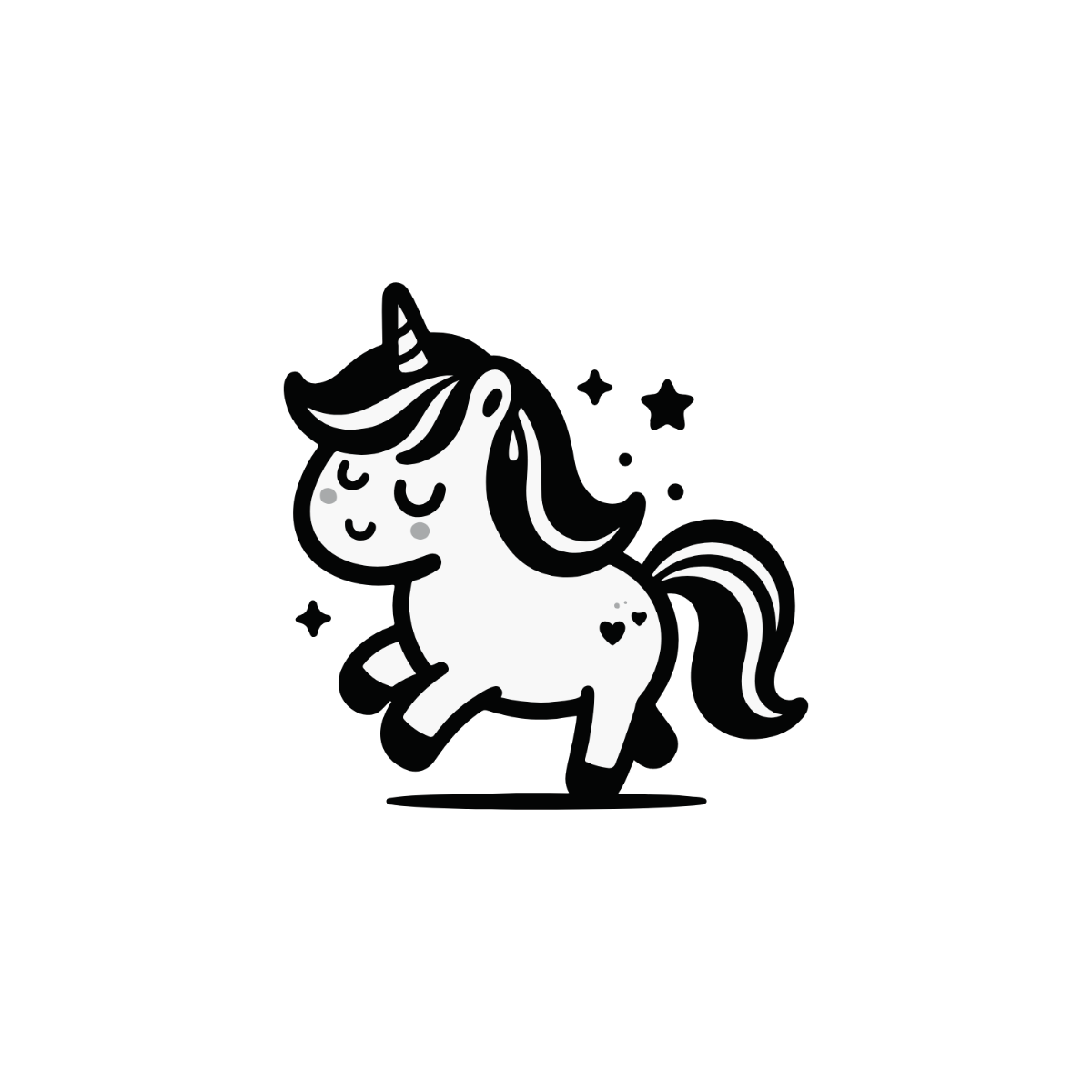 Black & White Unicorn Clipart - Edit Online & Download