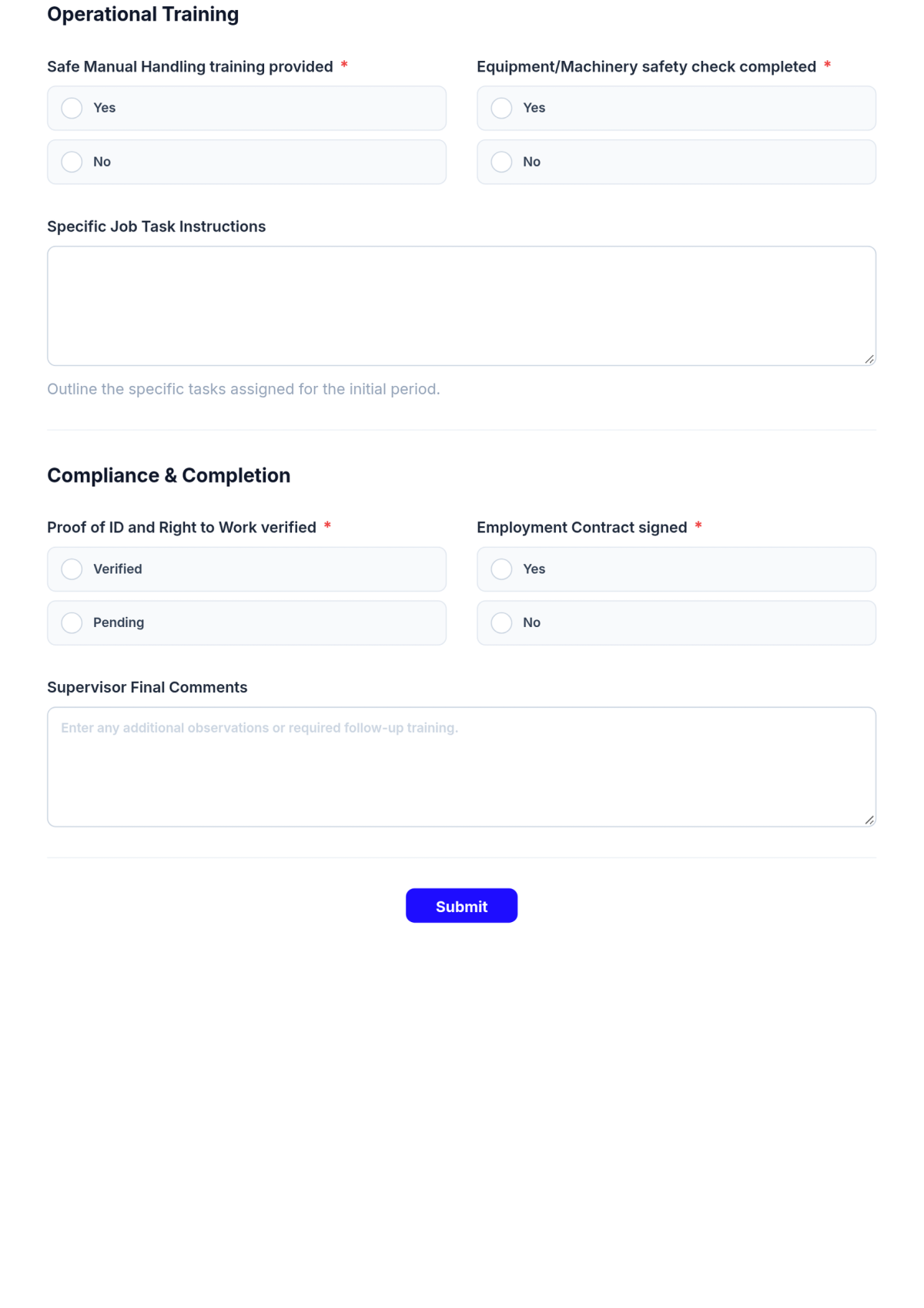 Free Seasonal Worker Induction Checklist Format Template & AI Maker