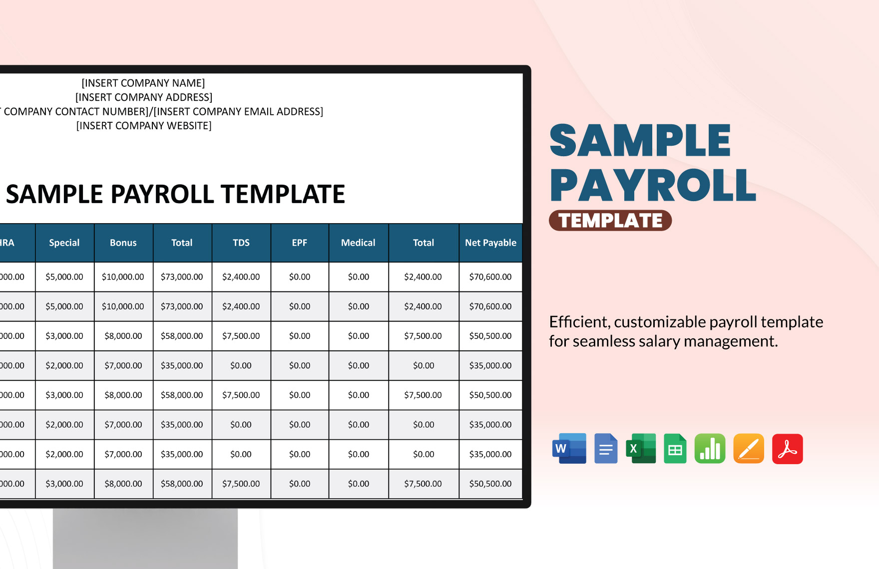 Editable Payroll Templates In PDF To Download Editable Payroll Templates In PDF To Download