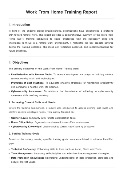 Free Work From Home Training Report Template to Edit Online