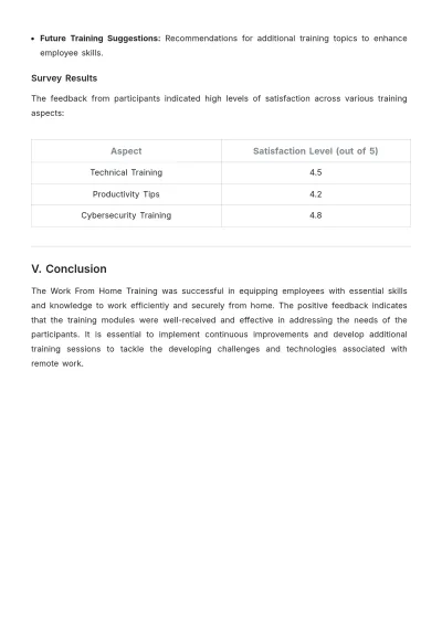 Free Work From Home Training Report Template to Edit Online