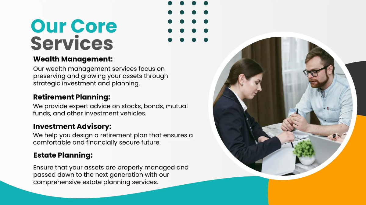 Free Financial Advisor Presentation Template to Edit Online