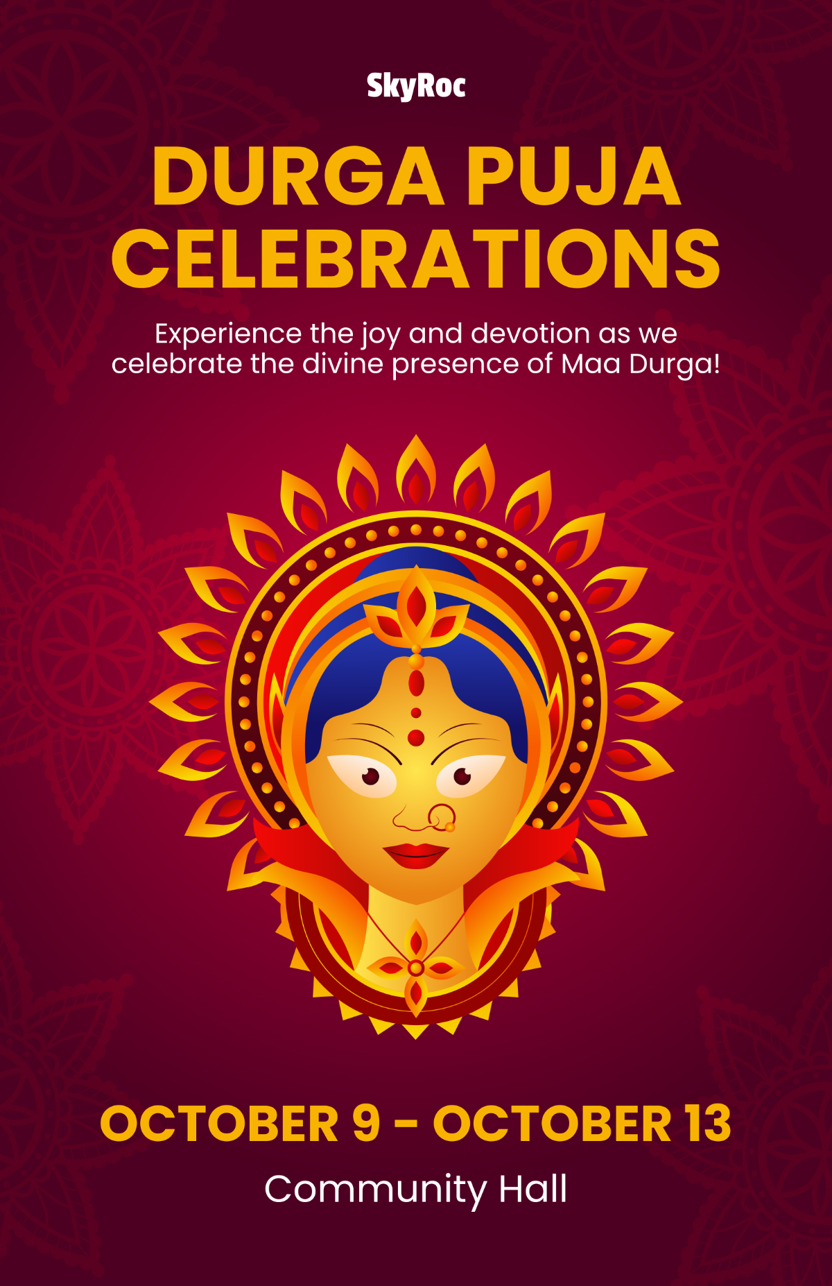 Durga Puja Poster Template - Edit Online & Download