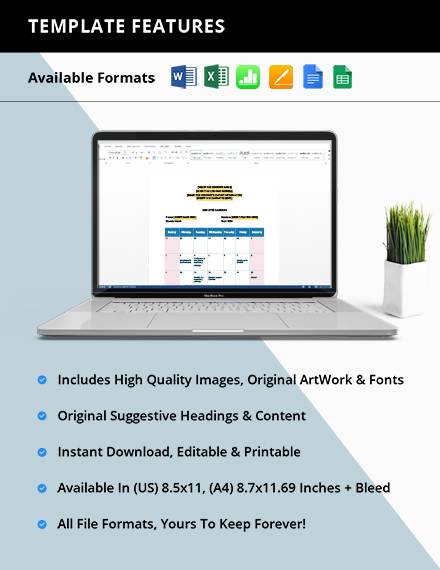 Employee Calendar Template - Google Docs, Google Sheets, Excel, Word ...