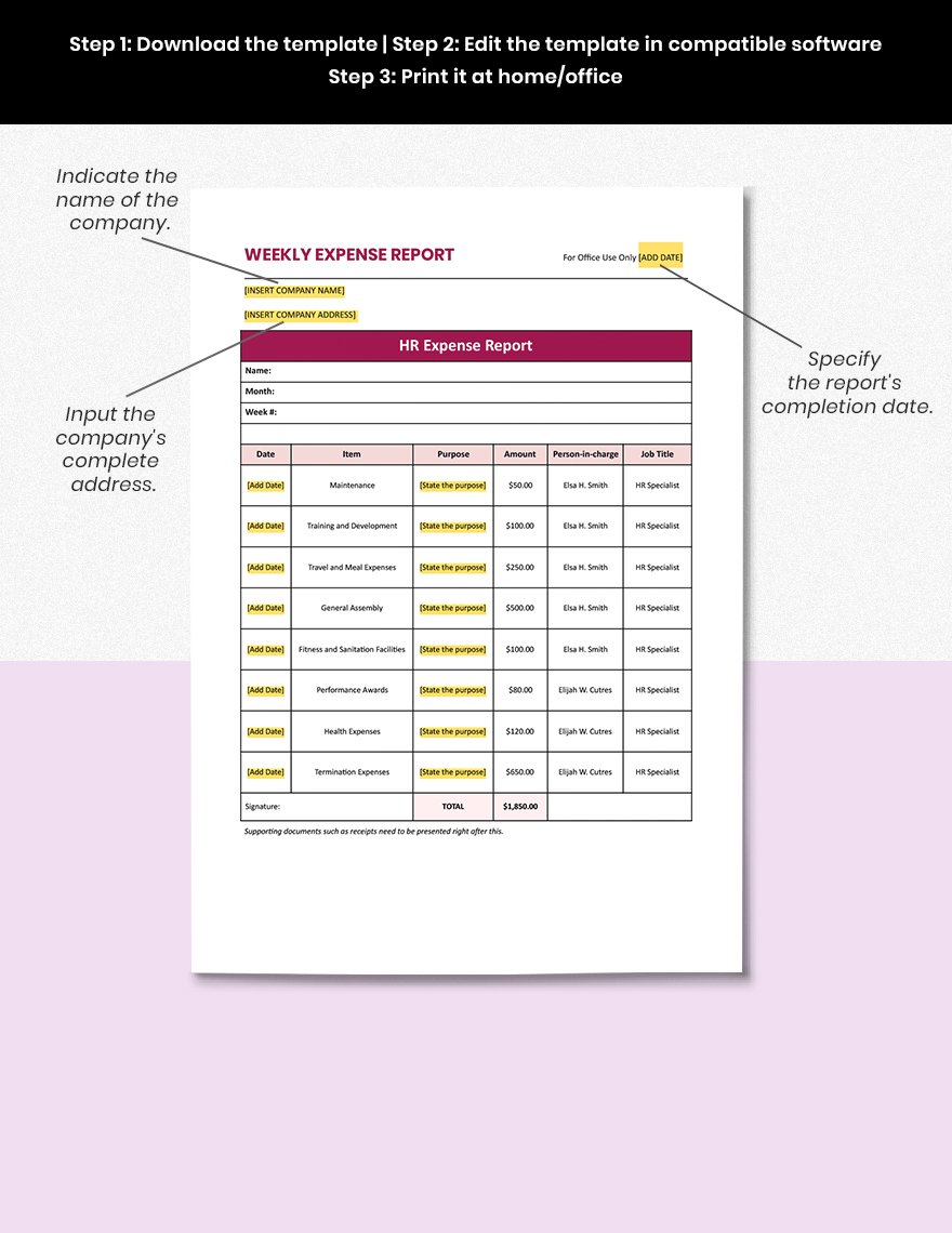 Weekly Expense Report Template