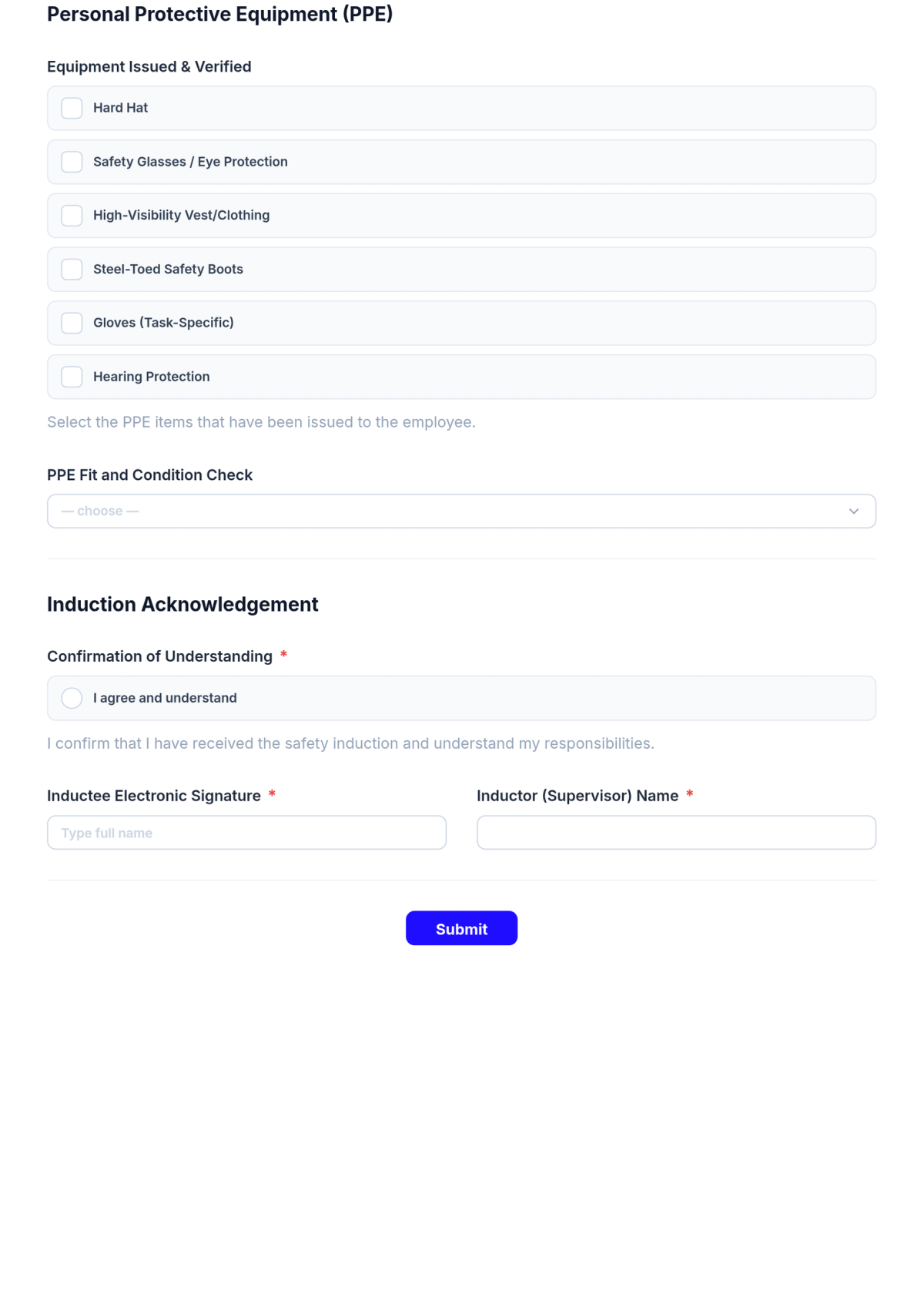 Free Safety Induction Checklist Template & AI Maker