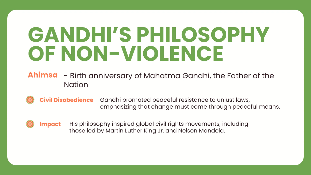 Free Gandhi Jayanti Presentation Template to Edit Online