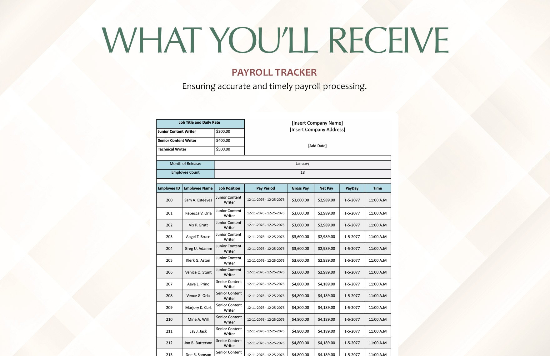 Payroll Tracker Template