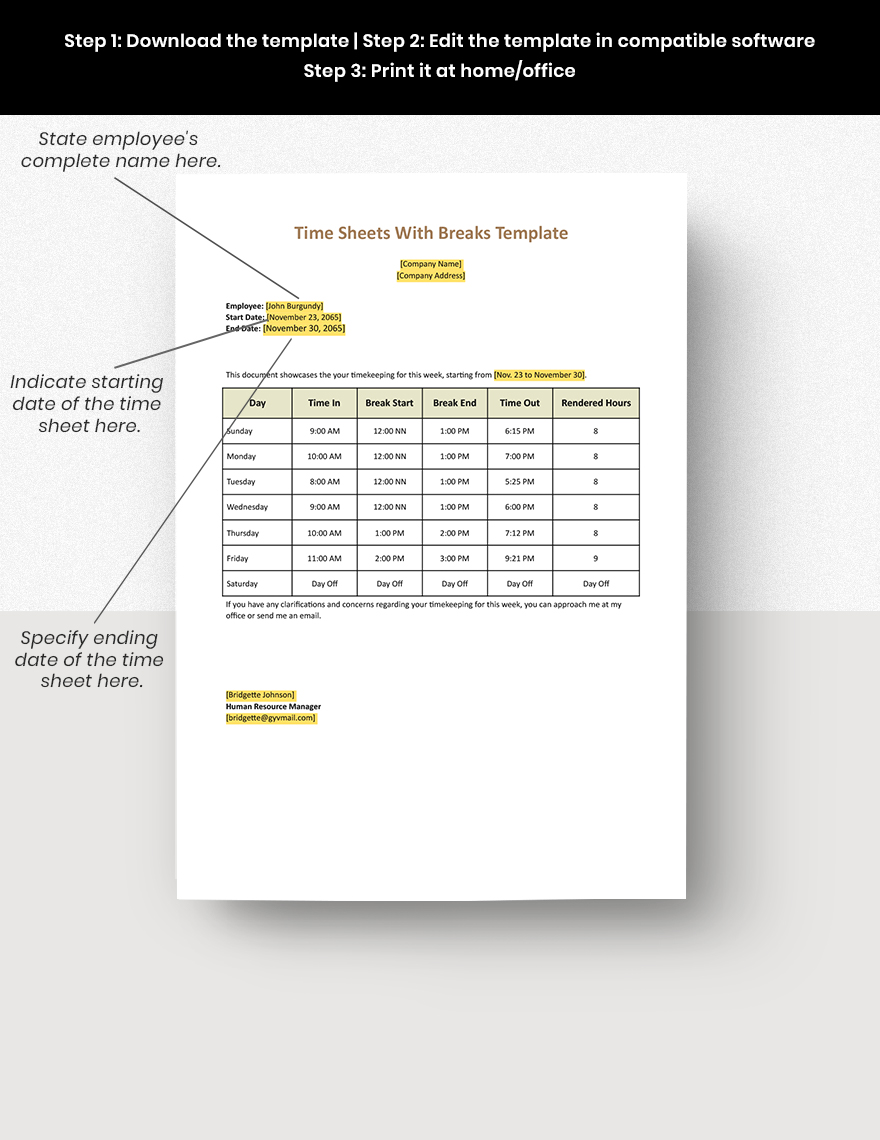 Simple Time Sheet with Breaks