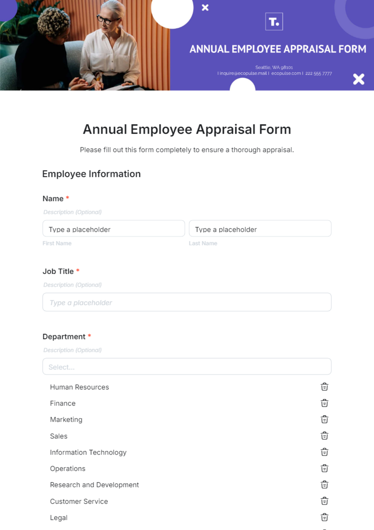 Annual Employee Appraisal Form Template - Edit Online & Download