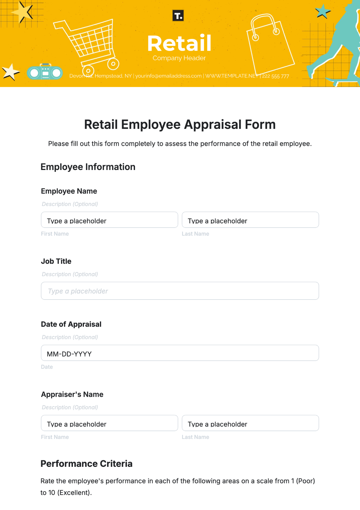 Retail Employee Appraisal Form Template - Edit Online & Download