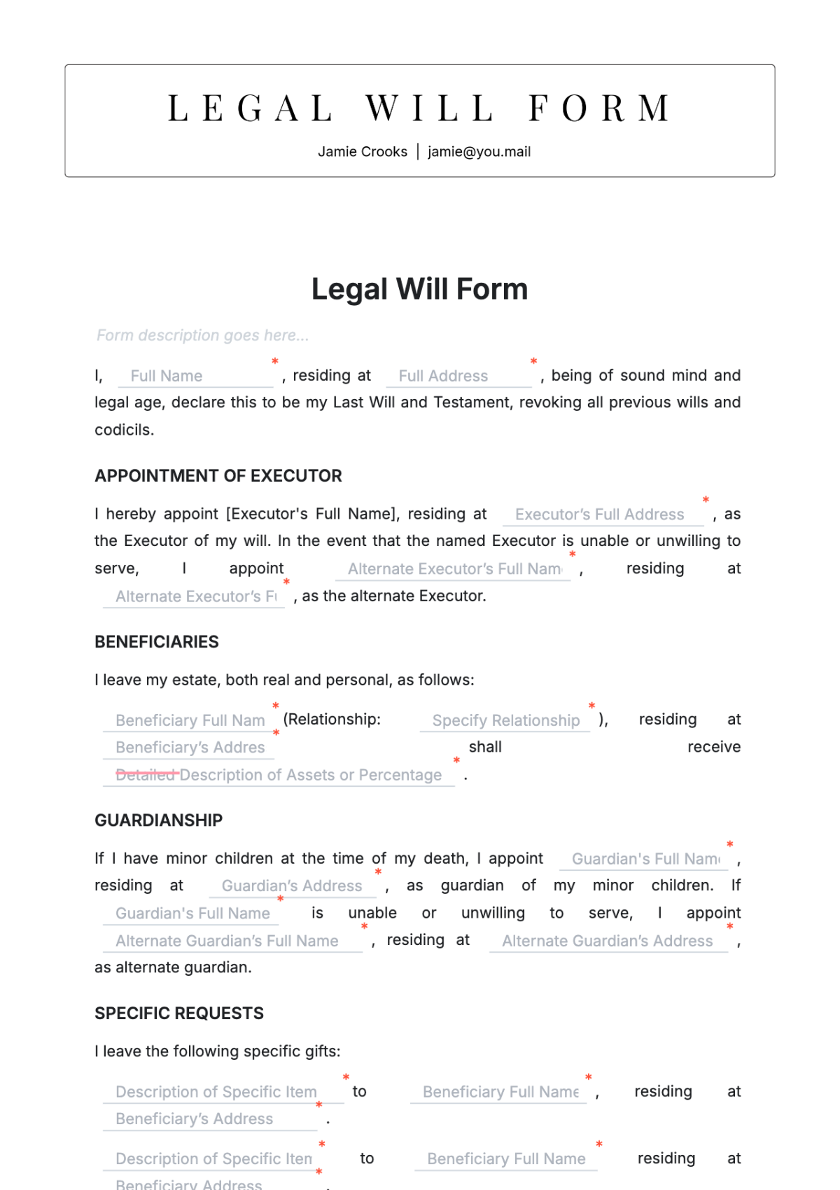 Free Temporary Travel Will Template To Edit Online Free Temporary Travel Will Template To Edit Online