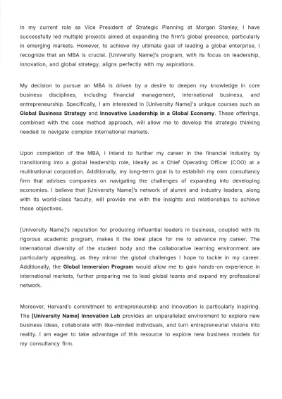 Free MBA Application Letter Template to Edit Online