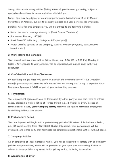 Free Job Agreement Letter Layout Template to Edit Online