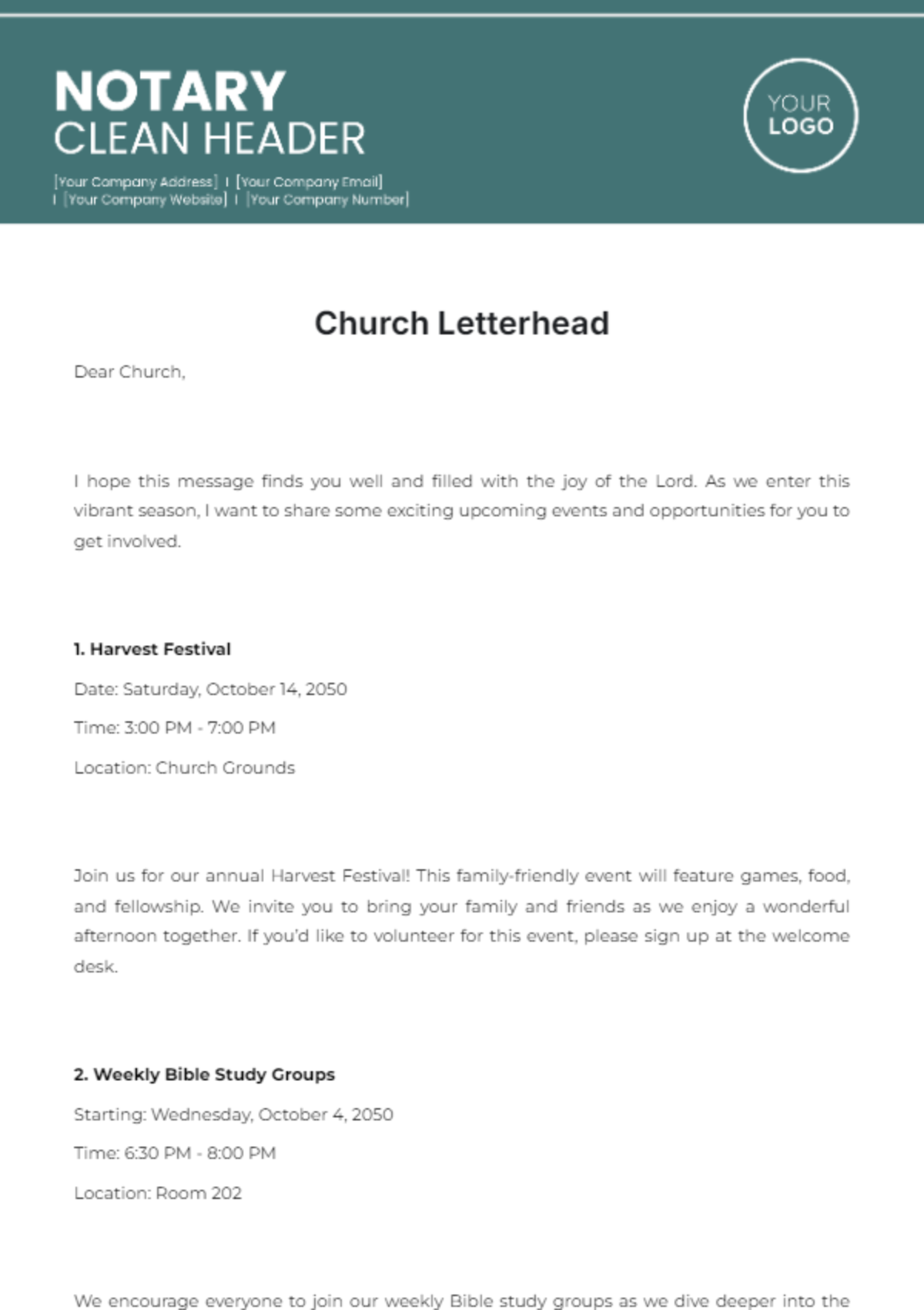 Church Letterhead Template