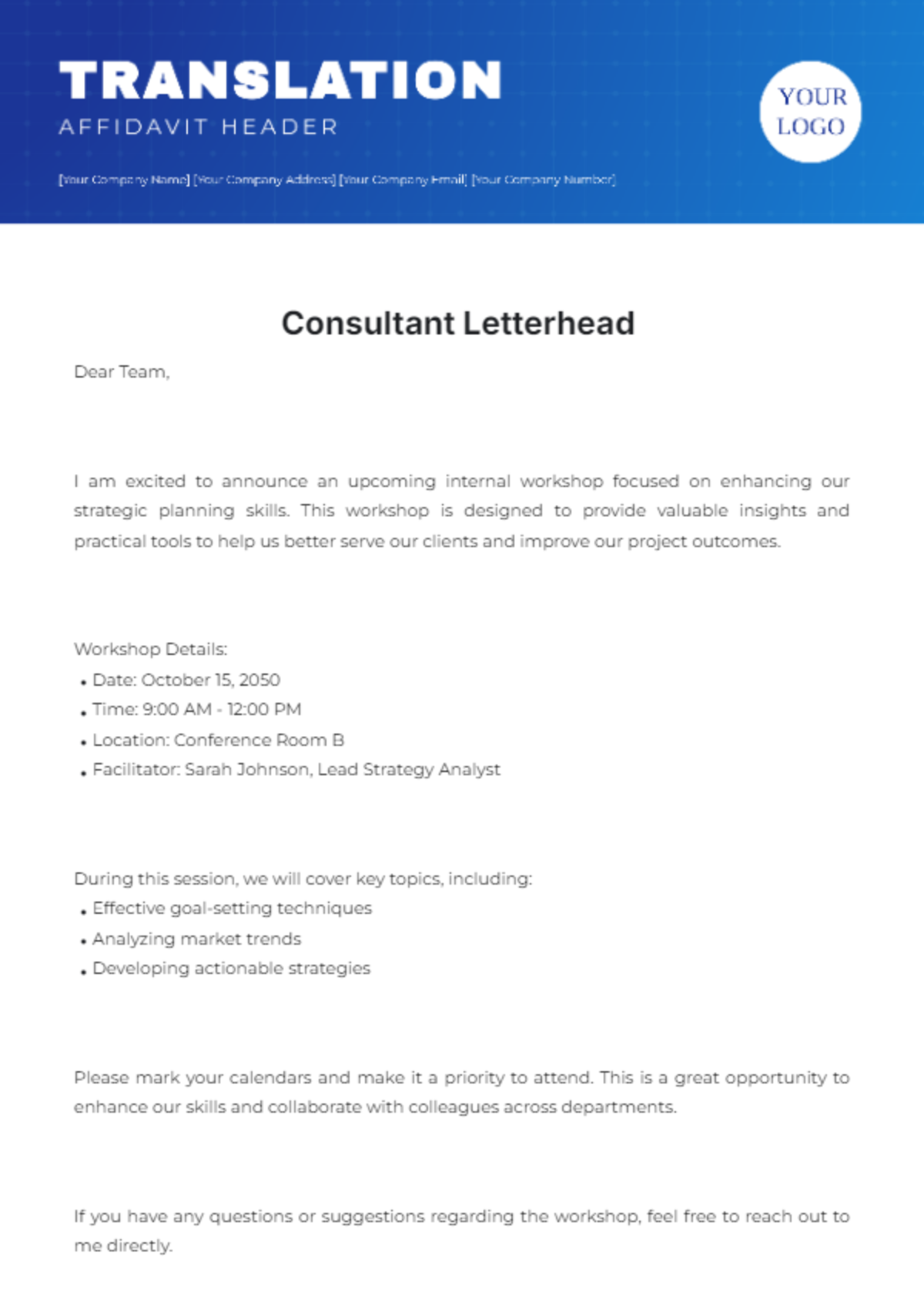 Consultant Letterhead Template