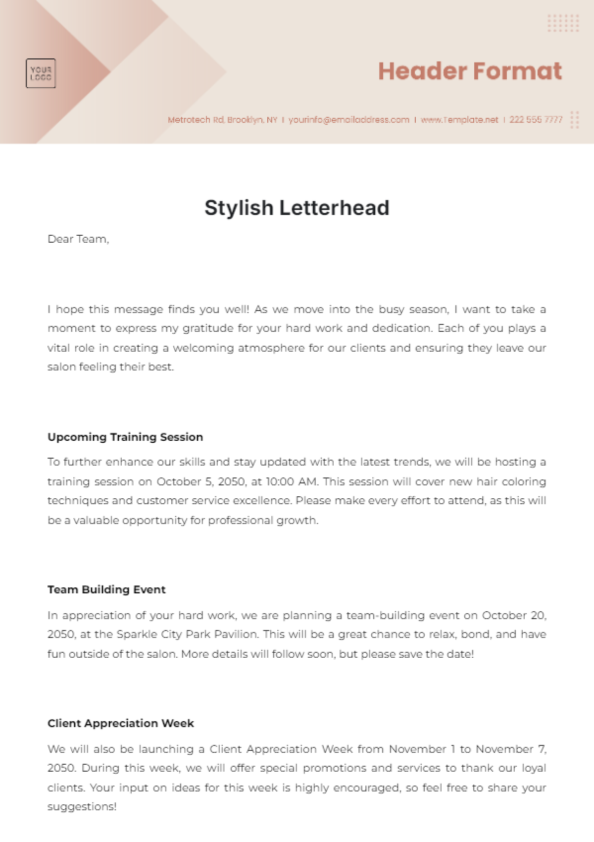 Free Stylish Letterhead Template