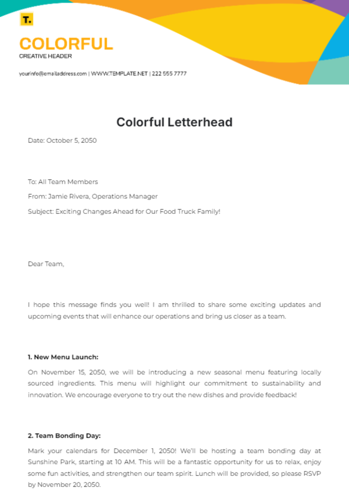 Colorful Letterhead Template