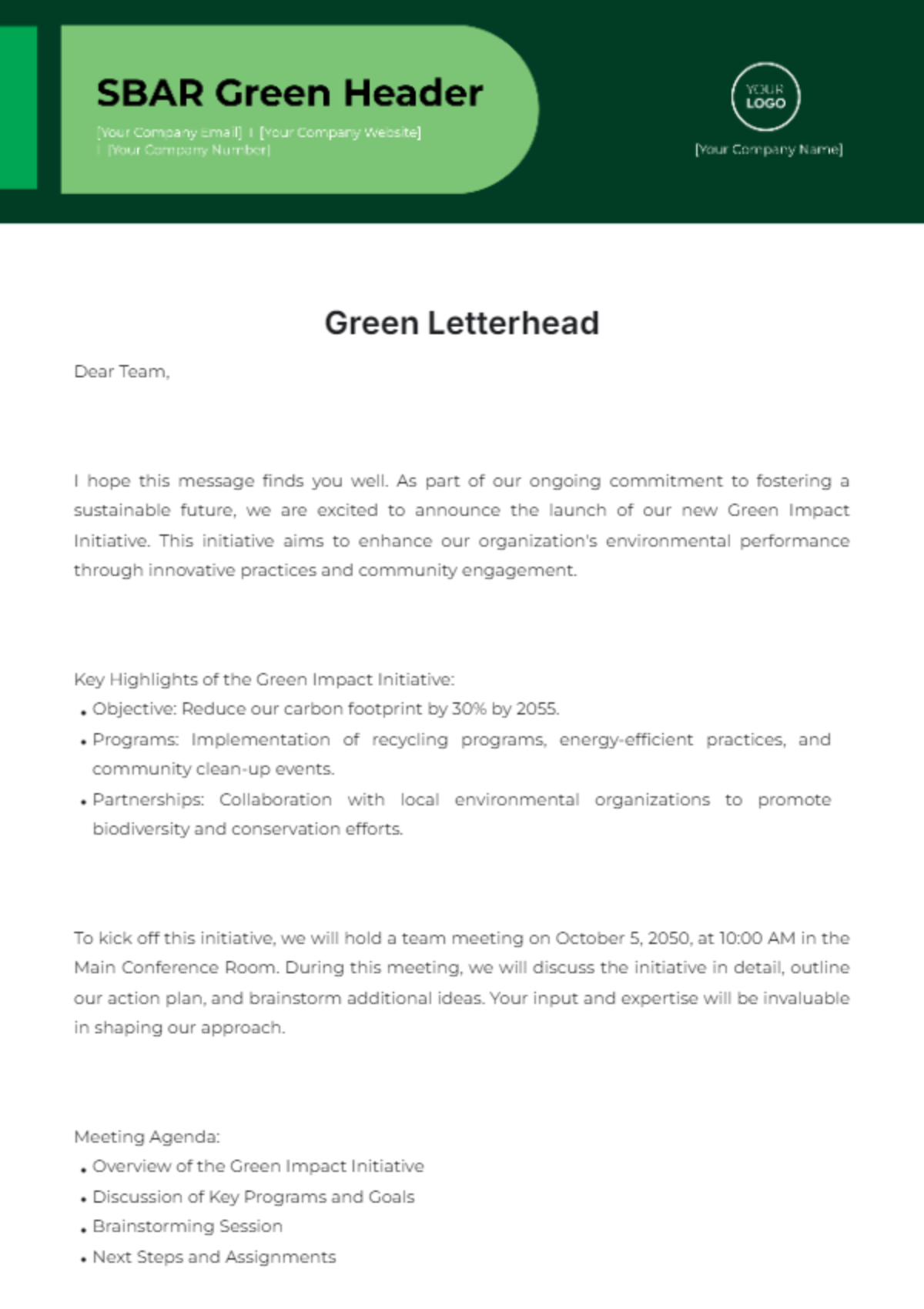 Green Letterhead Template