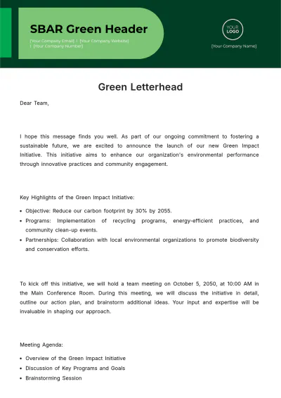 Free Green Letterhead Template to Edit Online