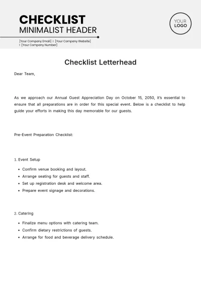 Free Checklist Letterhead Template to Edit Online