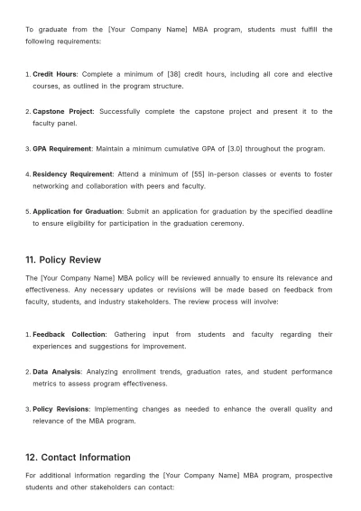 Free MBA Policy Template to Edit Online