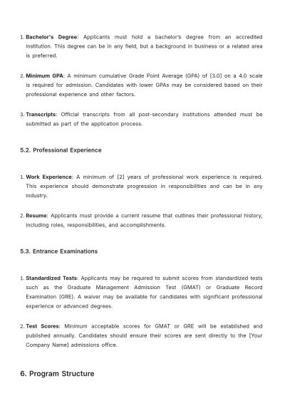 Free MBA Policy Template to Edit Online