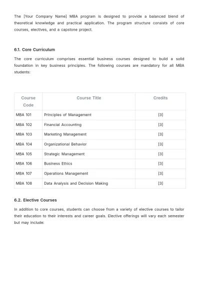 Free MBA Policy Template to Edit Online