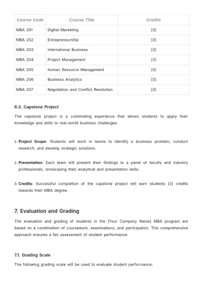 Free MBA Policy Template to Edit Online