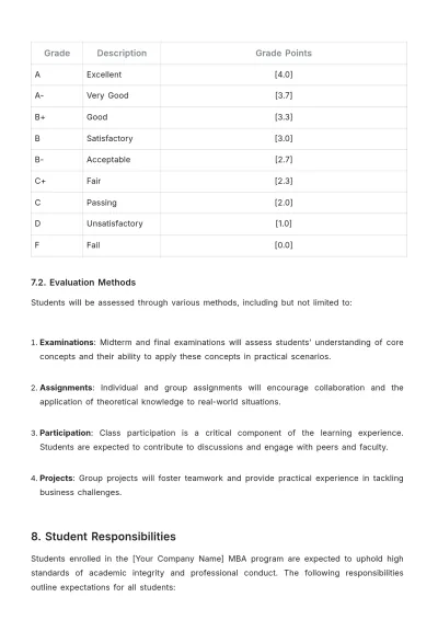 Free MBA Policy Template to Edit Online