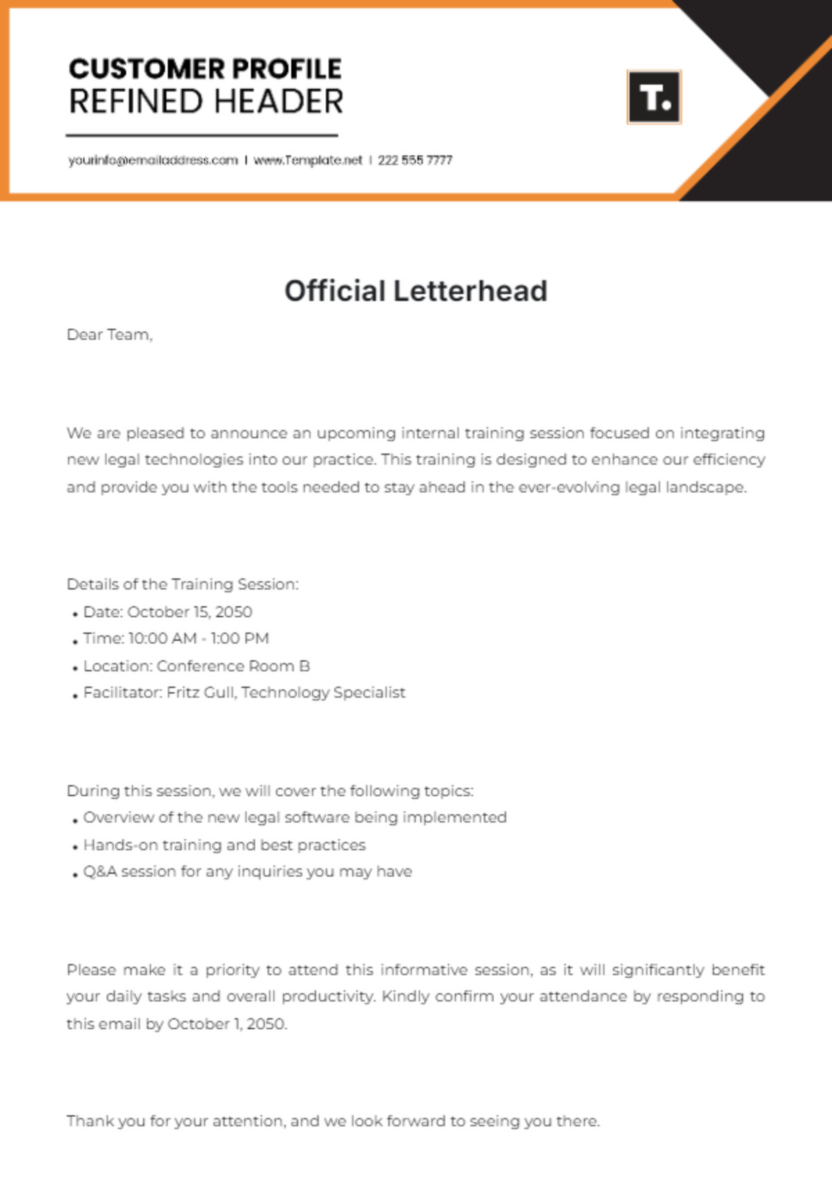 Official Letterhead Template