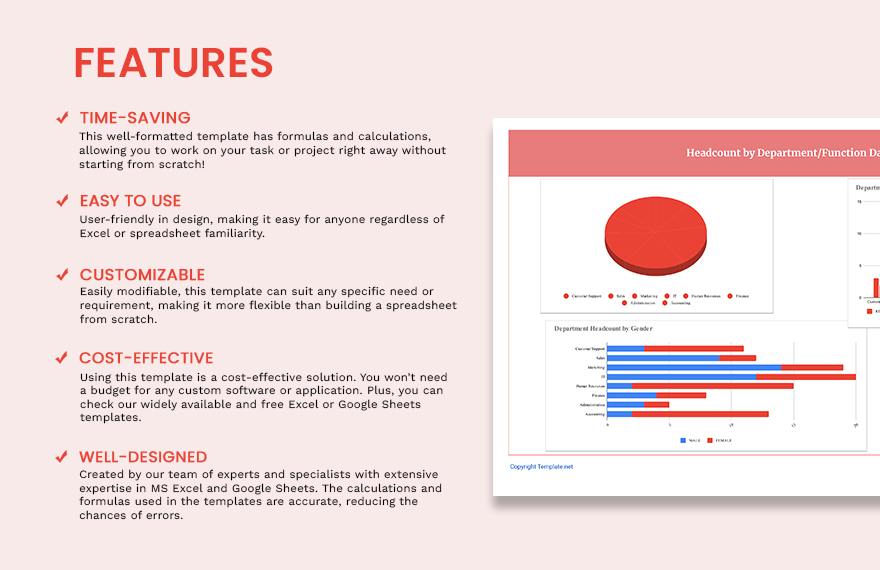 Headcount by Department/Function Dashboard Template