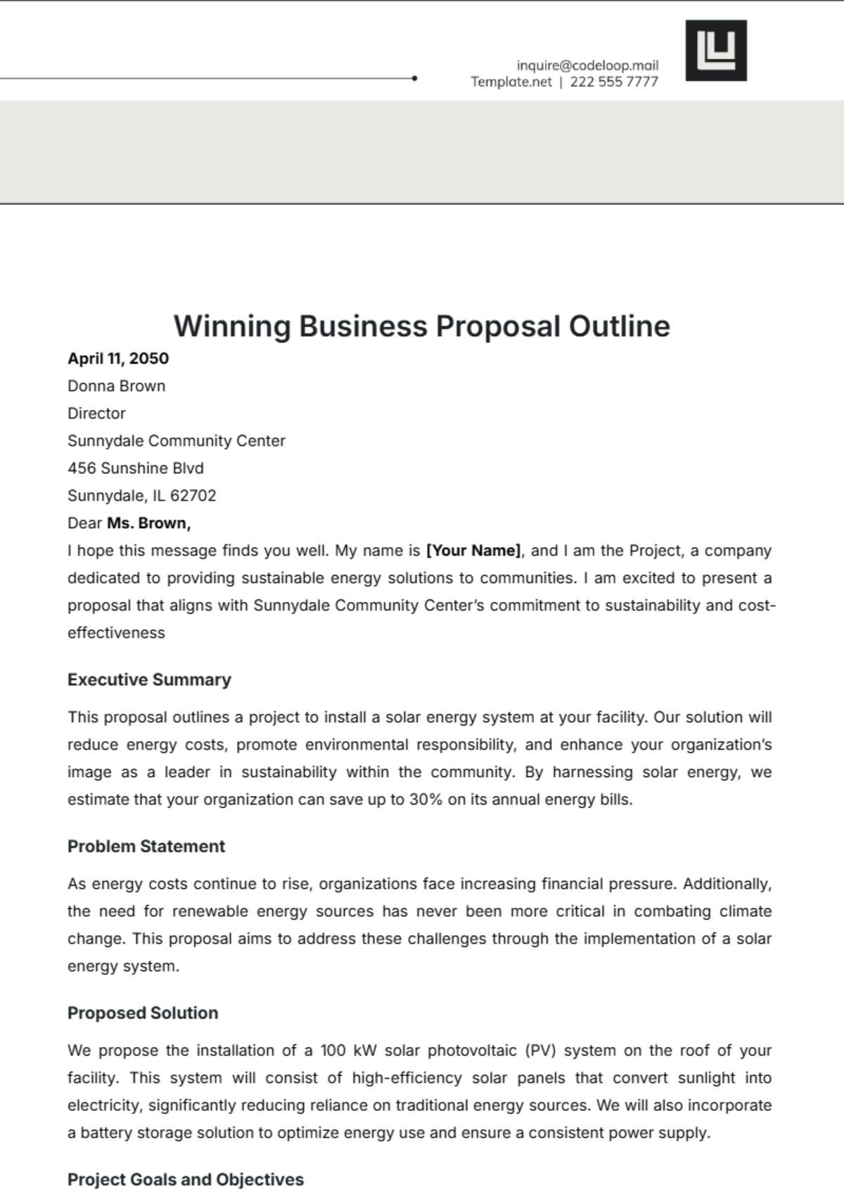 Winning Business Proposal Outline Template - Edit Online & Download