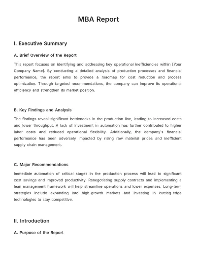 Free MBA Report Template to Edit Online