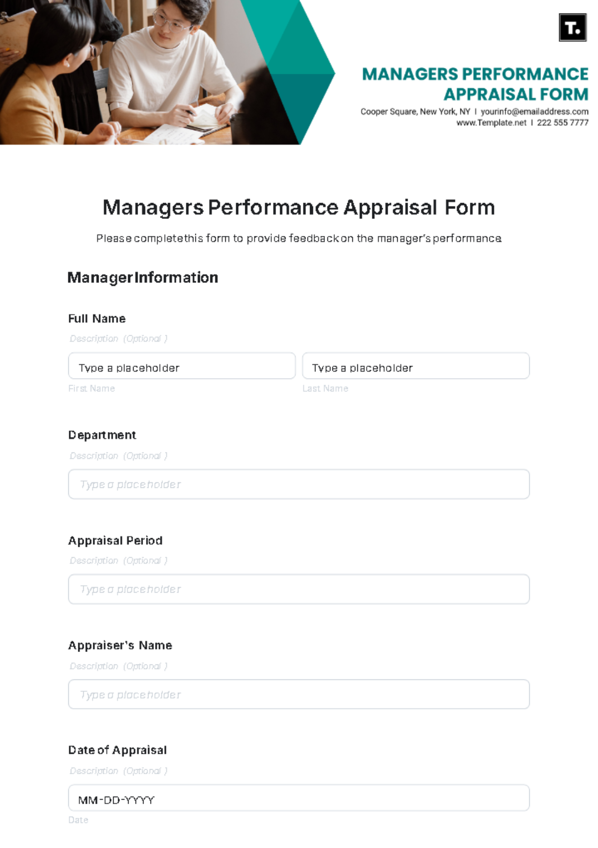 Managers Performance Appraisal Form Template - Edit Online & Download